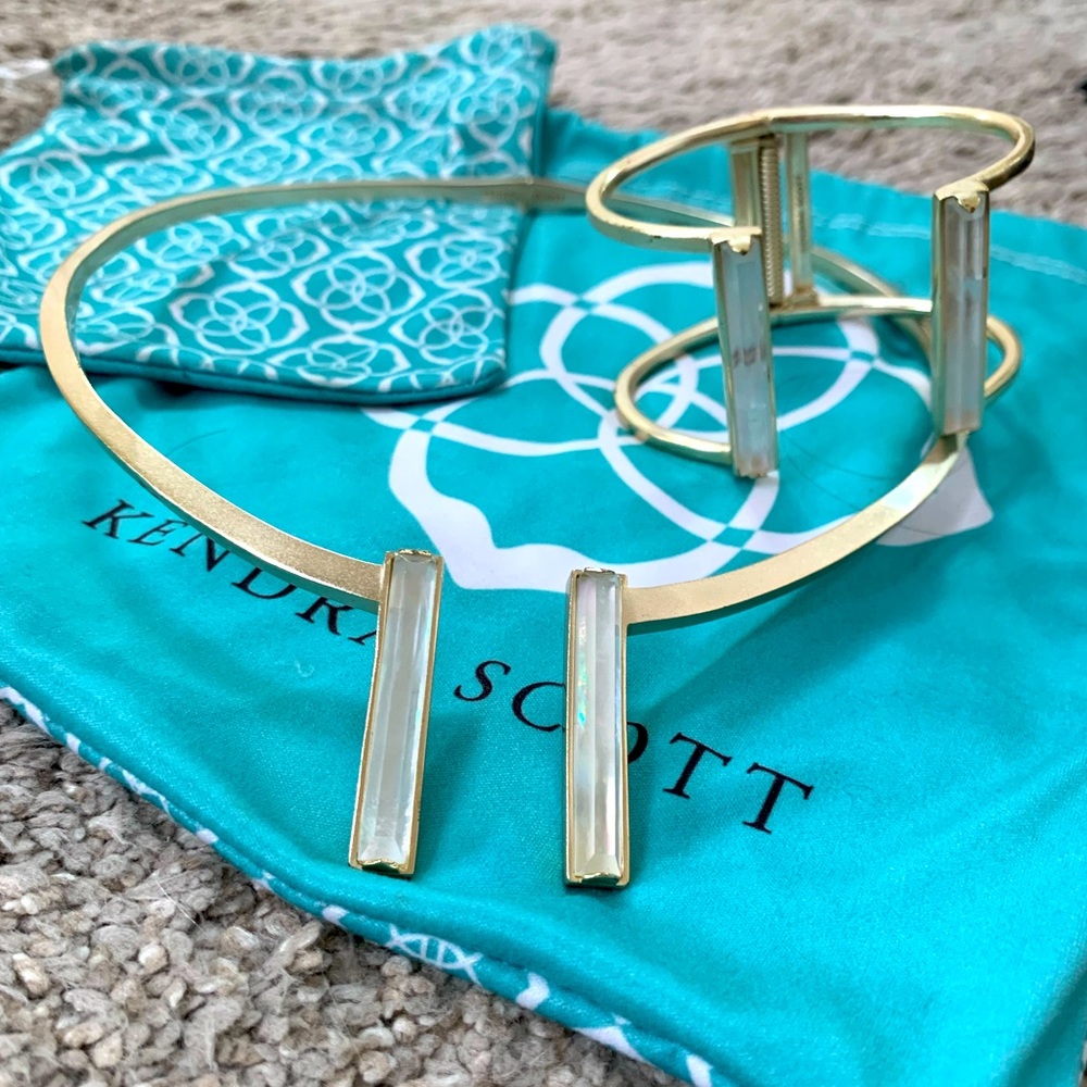Kendra Scott Tristan Hinge Choker & Gavin Hinge Bracelet Set Brushed Gold